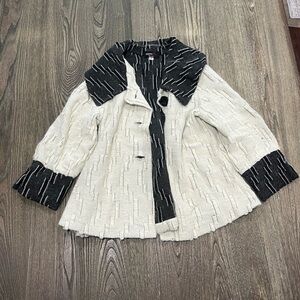 Andria Lieu Collection Jacket Blazer 3/4 Sleeve Stretch White Black Size Medium